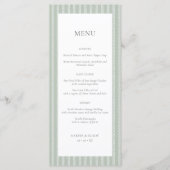 Modern Sage Green Stripes Wedding メニュー (正面)