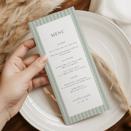 Modern Sage Green Stripes Wedding メニュー