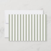 Modern Sage Green Stripes Wedding  出欠カード (裏面)