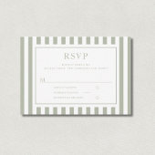 Modern Sage Green Stripes Wedding  出欠カード