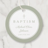 Modern Sage Green Thank You Baptism フェイバータグ (正面)
