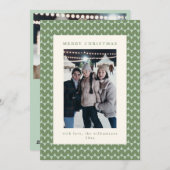 Modern Sage Green Triangle Christmas Photo Letter シーズンカード (正面/裏面)