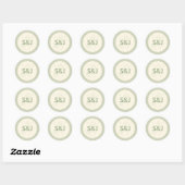 Modern Sage Green Wavy Stripe Monogram Wedding ラウンドシール (シート)