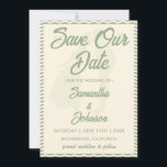 Modern Sage Green Wavy Stripe QR Code Photo セーブザデート<br><div class="desc">Share your exciting news with this modern sage green wavy stripe QR code photo save the date. The elegant flowing design highlights your favorite couple photo while the convenient QR code lets guests quickly visit your wedding website or view event details. Fully customizable, this stylish save the date is perfect...</div>