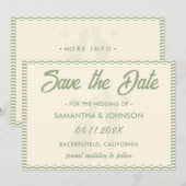 Modern Sage Green Wavy Stripe QR Code Wedding セーブザデート (正面/裏面)
