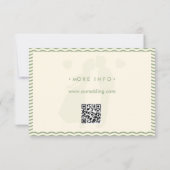 Modern Sage Green Wavy Stripe QR Code Wedding 出欠カード (裏面)
