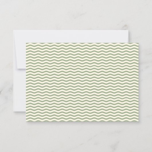 Modern Sage Green Wavy Stripe Wedding 出欠カード (裏面)