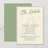 Modern Sage Green Wavy Stripe Wedding Details エンクロージャーカード (正面/裏面)