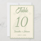 Modern Sage Green Wavy Stripe Wedding Table Number 招待状 (裏面)