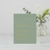 Modern Sage Green Wedding Foil Enclosure Card 箔招待状ポストカード (立ち正面)