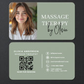 Modern Sage Green Wellness Spa Therapist 名刺