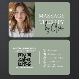 Modern Sage Green Wellness Spa Therapist 名刺