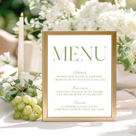 Modern Sage Green & White Menu