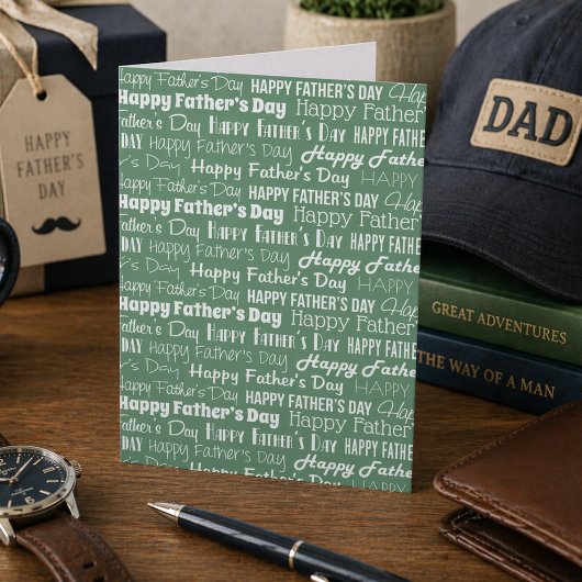 Modern Sage Green White Typography Father’s Day カード