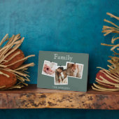 Modern Sage Green Zigzag 3 Family Photo Collage  フォトプラーク (側面)