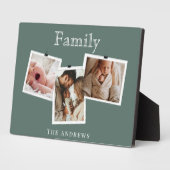 Modern Sage Green Zigzag 3 Family Photo Collage  フォトプラーク (側面)