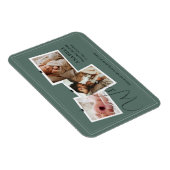 Modern Sage Green Zigzag 3 Photo Collage Birth  マグネット (右側)