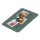 Modern Sage Green Zigzag 3 Photo Collage Birth  マグネット (左側)