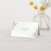 Modern Sage Greenery Botanical Folded Place Card プレイスカード (裏面)