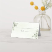 Modern Sage Greenery Botanical Folded Place Card プレイスカード (正面)