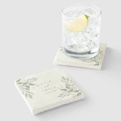 Modern Sage Greenery Botanical Stone Coaster ストーンコースター (横)