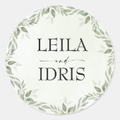 Modern Sage Greenery Botanical Wedding Sticker ラウンドシール (正面)