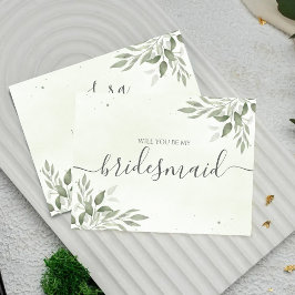 Modern Sage Greenery Bridesmaid Proposal Card セーブザデート