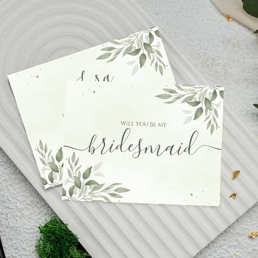Modern Sage Greenery Bridesmaid Proposal Card セーブザデート