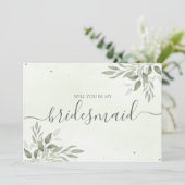 Modern Sage Greenery Bridesmaid Proposal Card セーブザデート (スタンド正面)