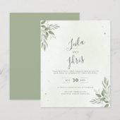 Modern Sage Greenery Budget Wedding Invitation (正面/裏面)