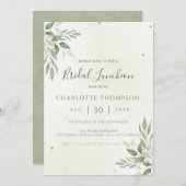 Modern Sage Greenery Chic Bridal Luncheon Card セーブザデート (正面/裏面)