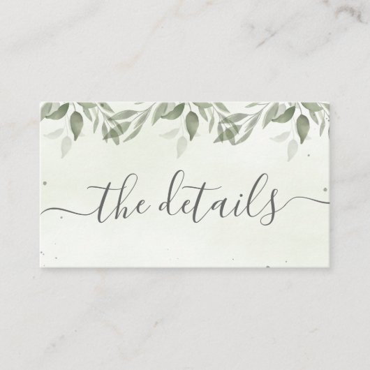 Modern Sage Greenery Details Enclosure Card エンクロージャーカード (正面)