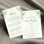 Modern Sage Greenery Floral All-in-One Wedding 招待状