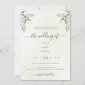 Modern Sage Greenery Floral All-in-One Wedding 招待状 (正面)