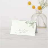 Modern Sage Greenery Folded Wedding Place Card プレイスカード (裏面)