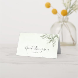 Modern Sage Greenery Folded Wedding Place Card プレイスカード