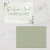 Modern Sage Greenery Honeymoon Fund エンクロージャーカード (正面/裏面)