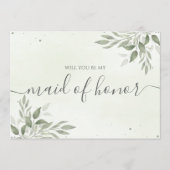 Modern Sage Greenery Maid Of Honor Proposal Card セーブザデート (正面)