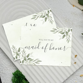 Modern Sage Greenery Maid Of Honor Proposal Card セーブザデート