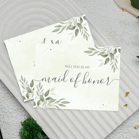Modern Sage Greenery Maid Of Honor Proposal Card セーブザデート