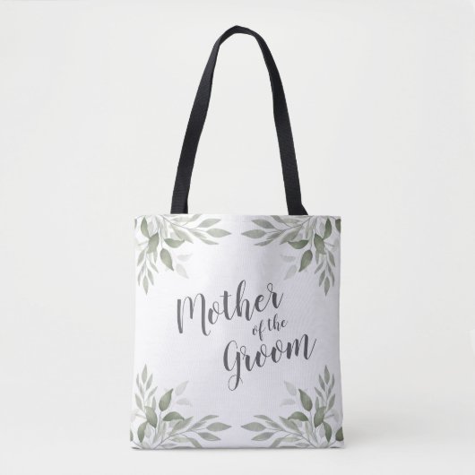 Modern Sage Greenery Mother of the Groom トートバッグ (正面)