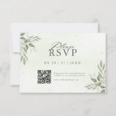 Modern Sage Greenery QR Code Save the Date  セーブザデート (正面)