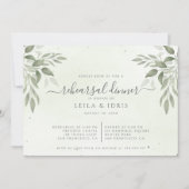 Modern Sage Greenery Rehearsal Dinner Invitation 招待状 (正面)