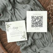 Modern Sage Greenery Square QR Code RSVP  エンクロージャーカード