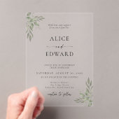 Modern Sage Greenery Wedding Acrylic Invitation アクリル招待状 (インサイチュ (ポータブル))