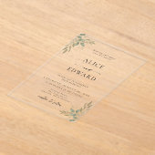 Modern Sage Greenery Wedding Acrylic Invitation アクリル招待状 (レイダウン)