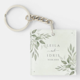 Modern Sage Greenery Wedding Acrylic Keychain キーホルダー