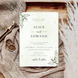 Modern Sage Greenery Wedding Invitation Card セーブザデート