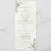 Modern Sage Greenery Wedding Program Car プログラム (裏面)