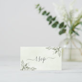 Modern Sage Greenery Wedding RSVP Enclosure Card エンクロージャーカード (スタンド正面)